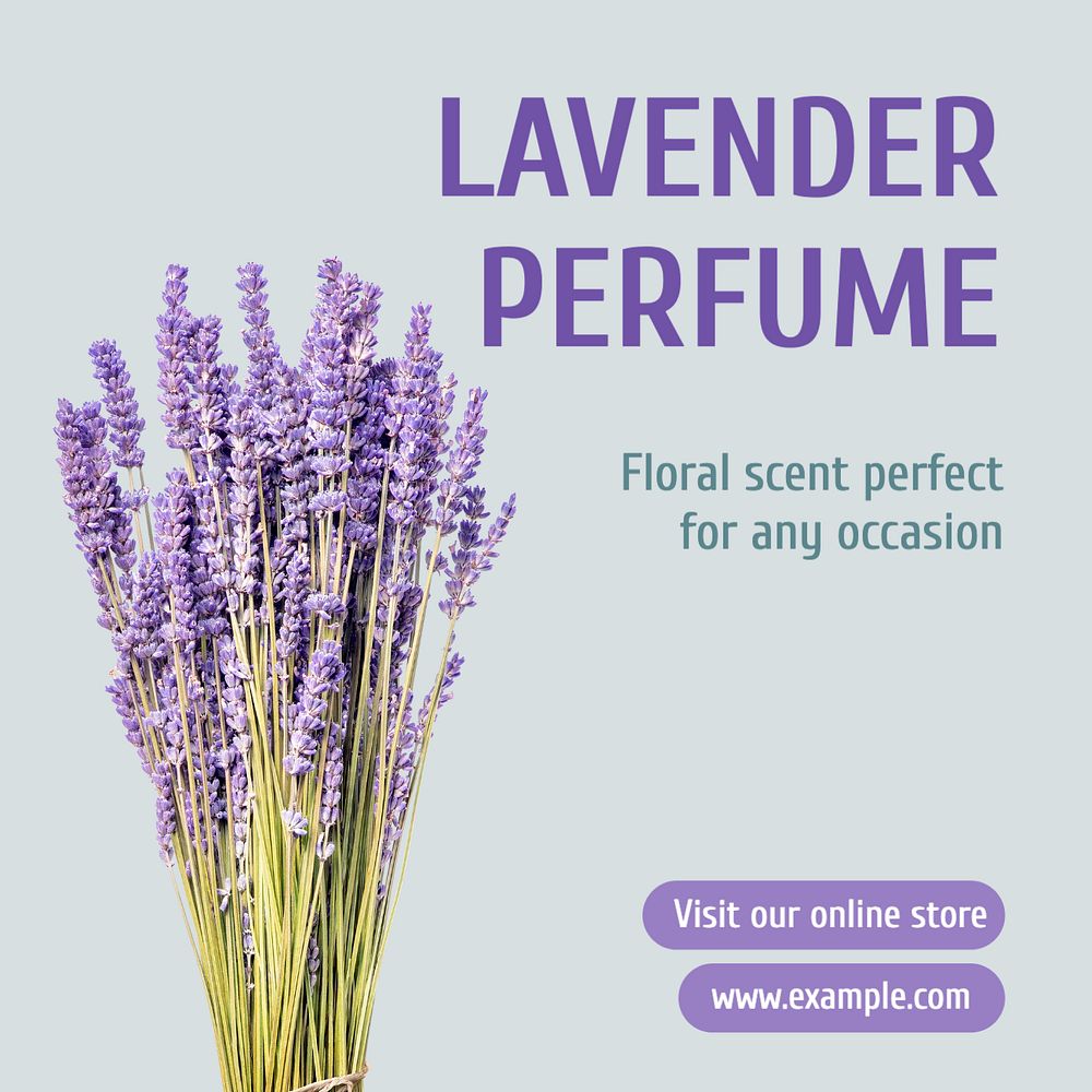 Lavender perfume Instagram post template, editable text