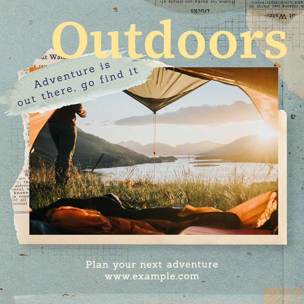 Outdoor adventure Instagram post template, editable text