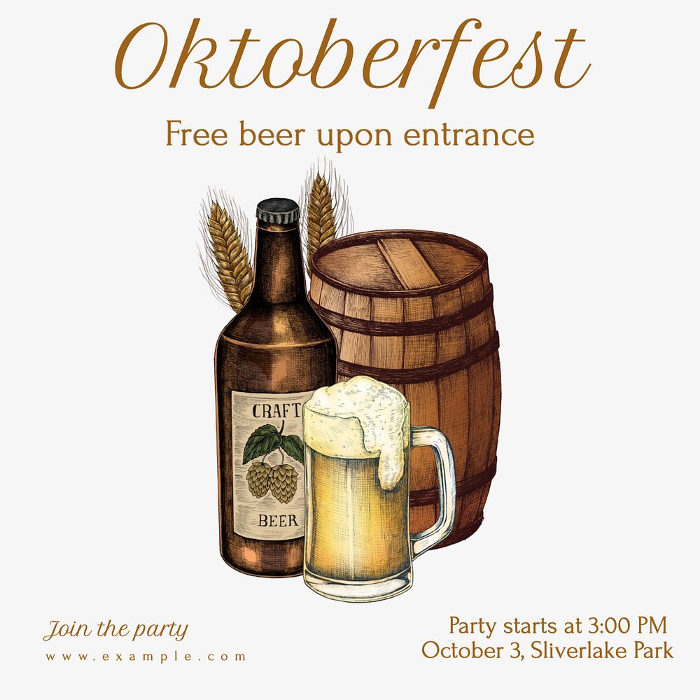 Oktoberfest Instagram post template, editable text