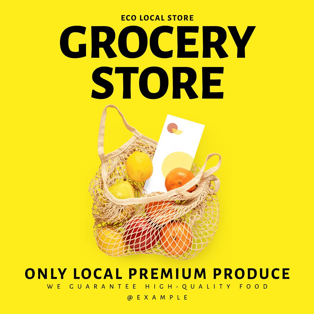 Grocery store Instagram post template, editable text