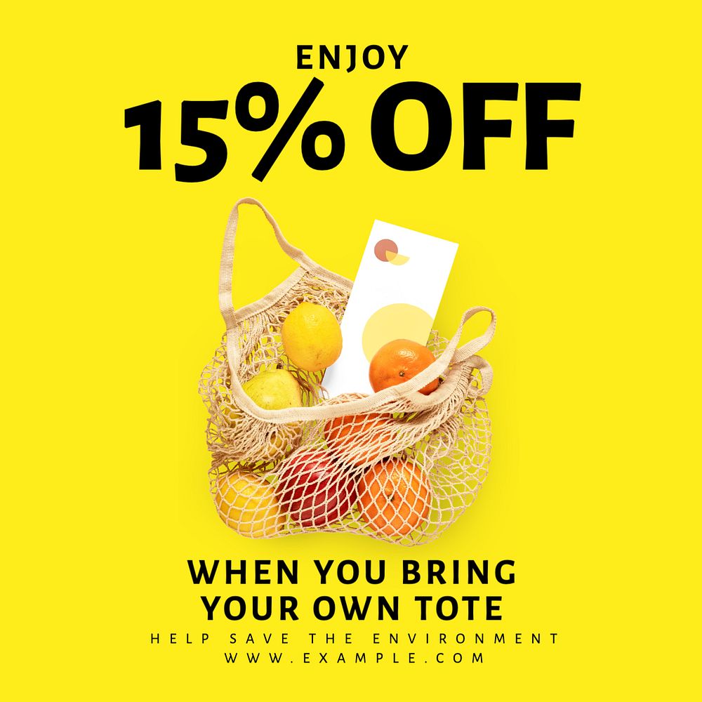 Discount & shopping bag Instagram post template, editable text