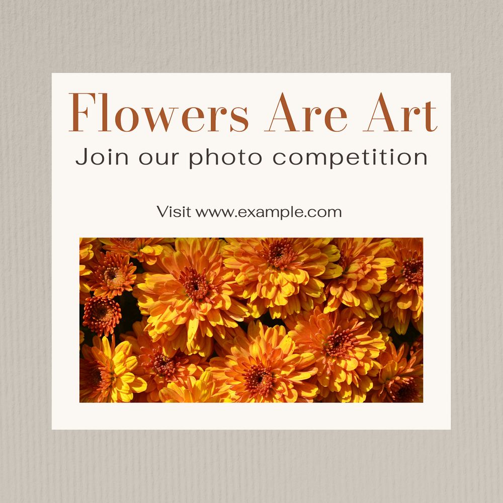 Flower art Instagram post template, editable text