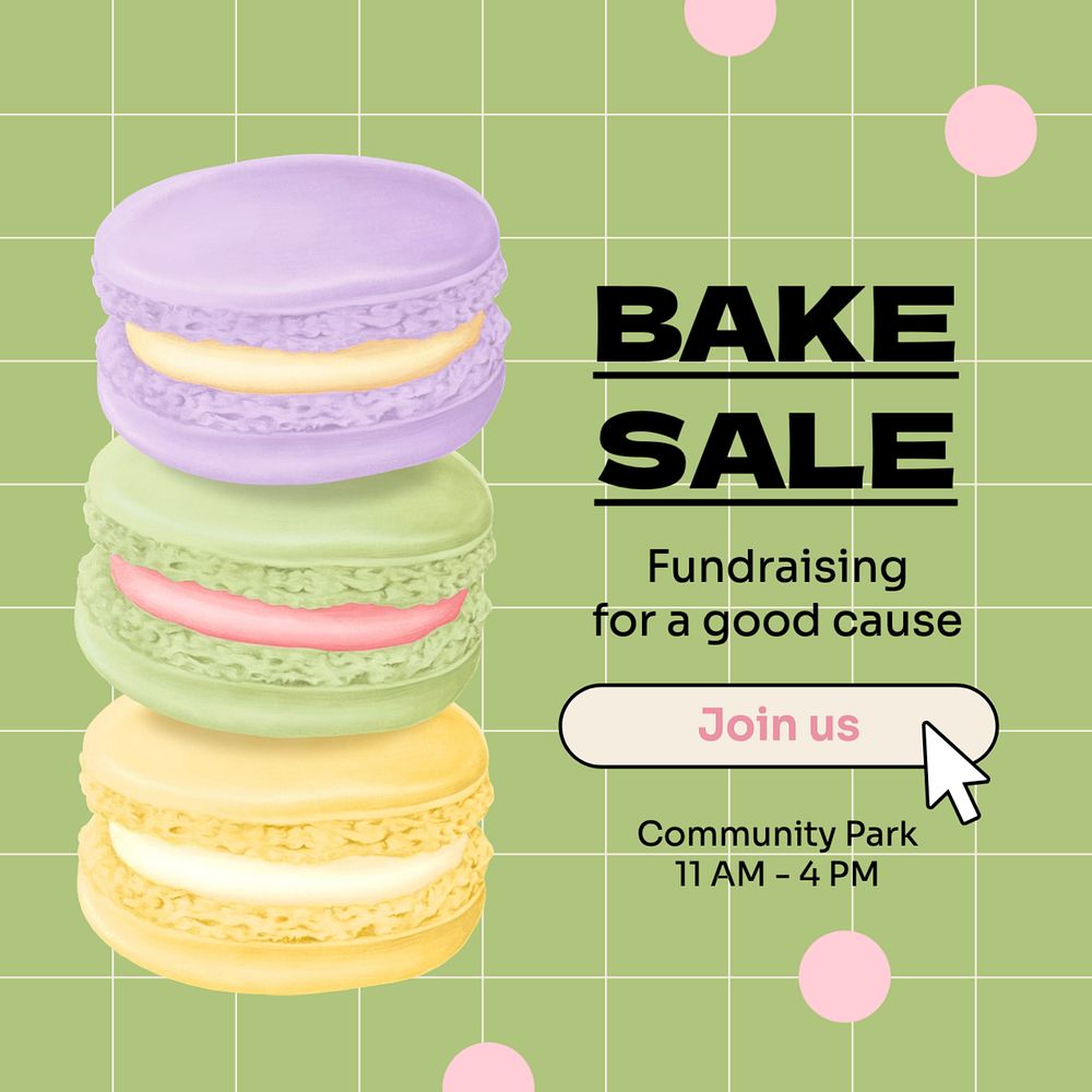 Bake sale Instagram post template, editable text