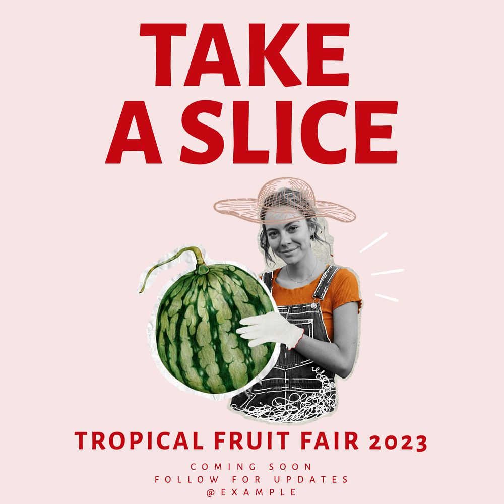 Tropical fruit fair Instagram post template, editable text