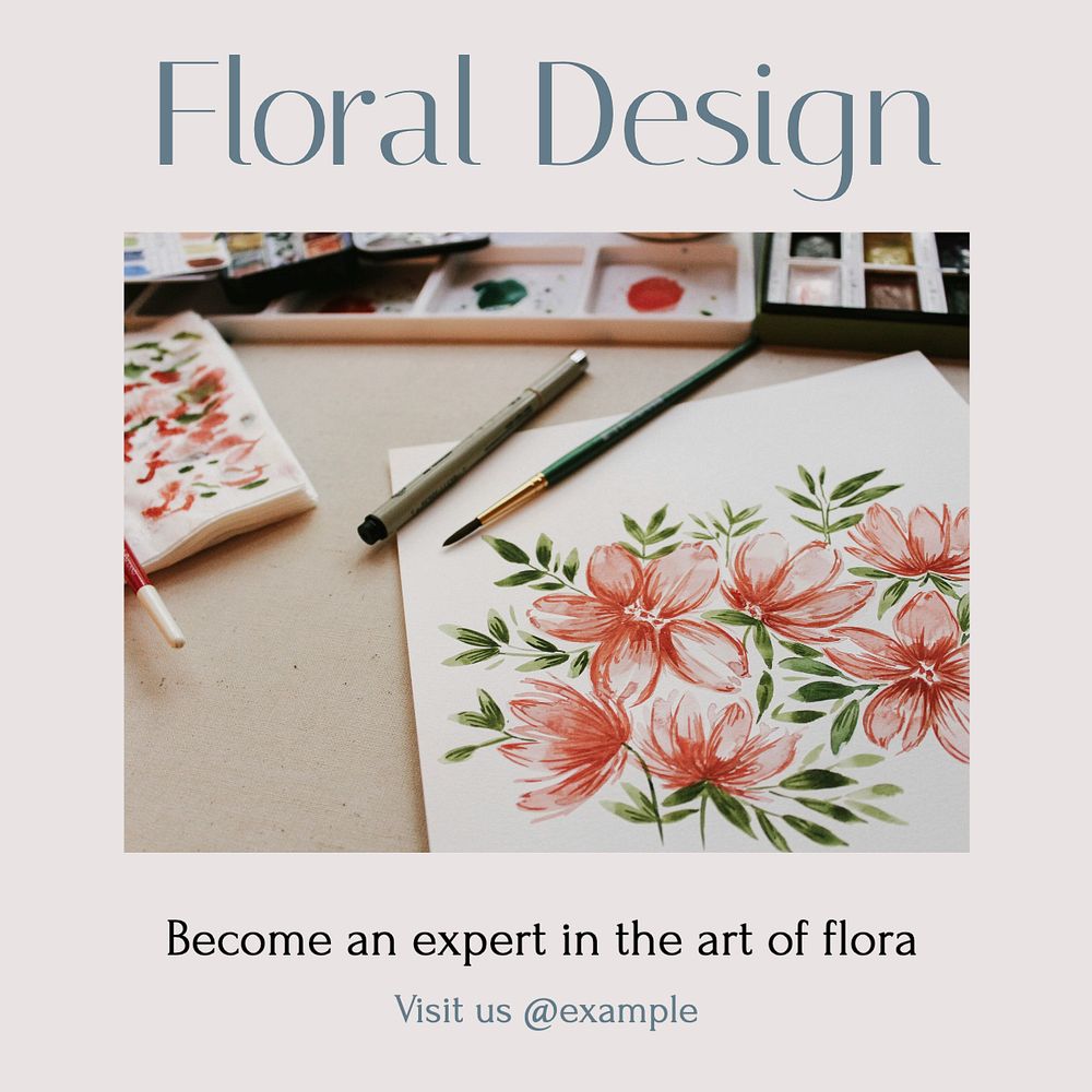 Floral design Instagram post template, editable text