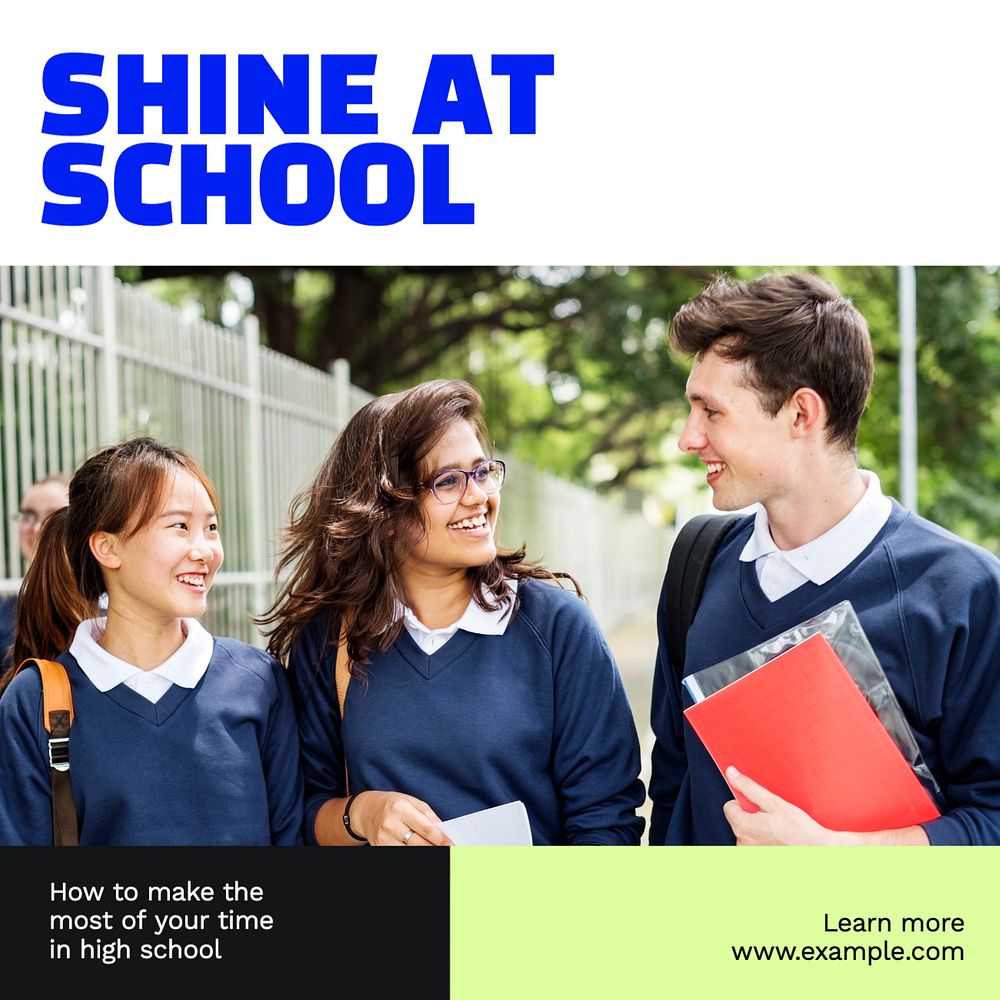 Shine at school Instagram post template, editable text