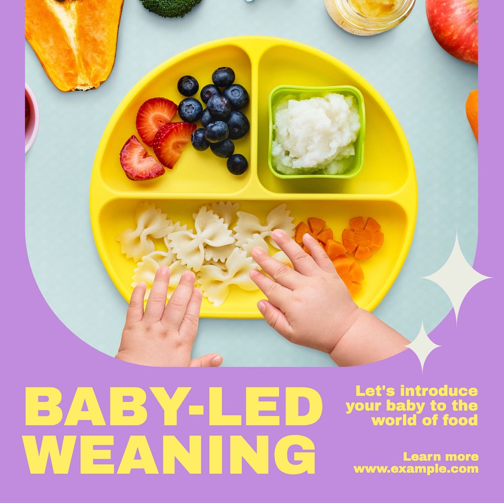 Baby-led weaning Instagram post template, editable text