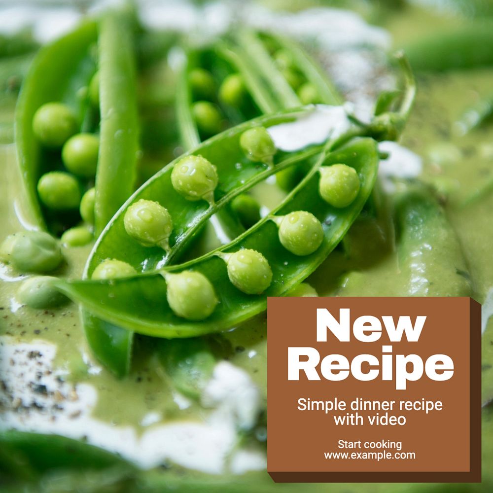 New recipe Instagram post template, editable text