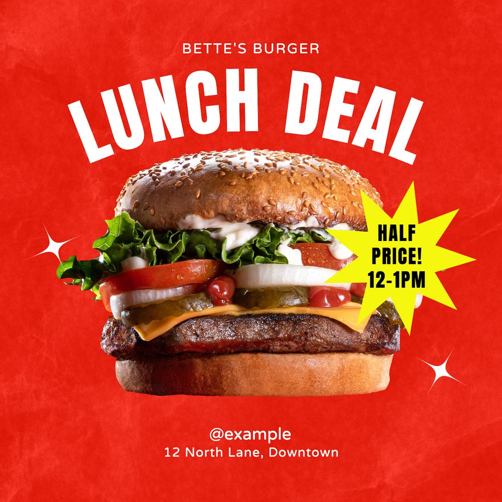 Lunch deal Instagram post template, editable text