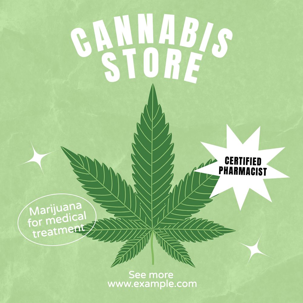 Cannabis store Instagram post template, editable text