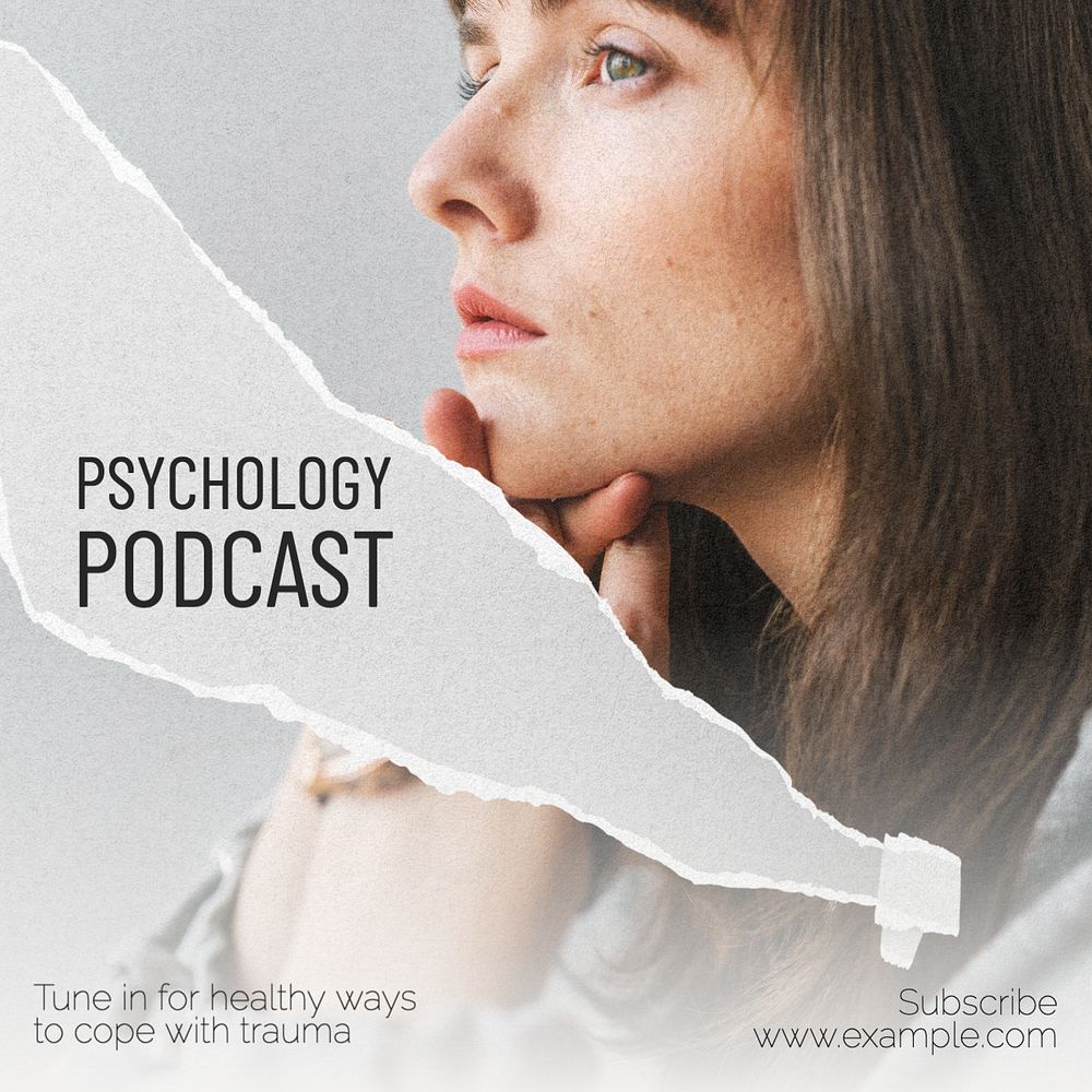 Psychology podcast Instagram post template, editable text