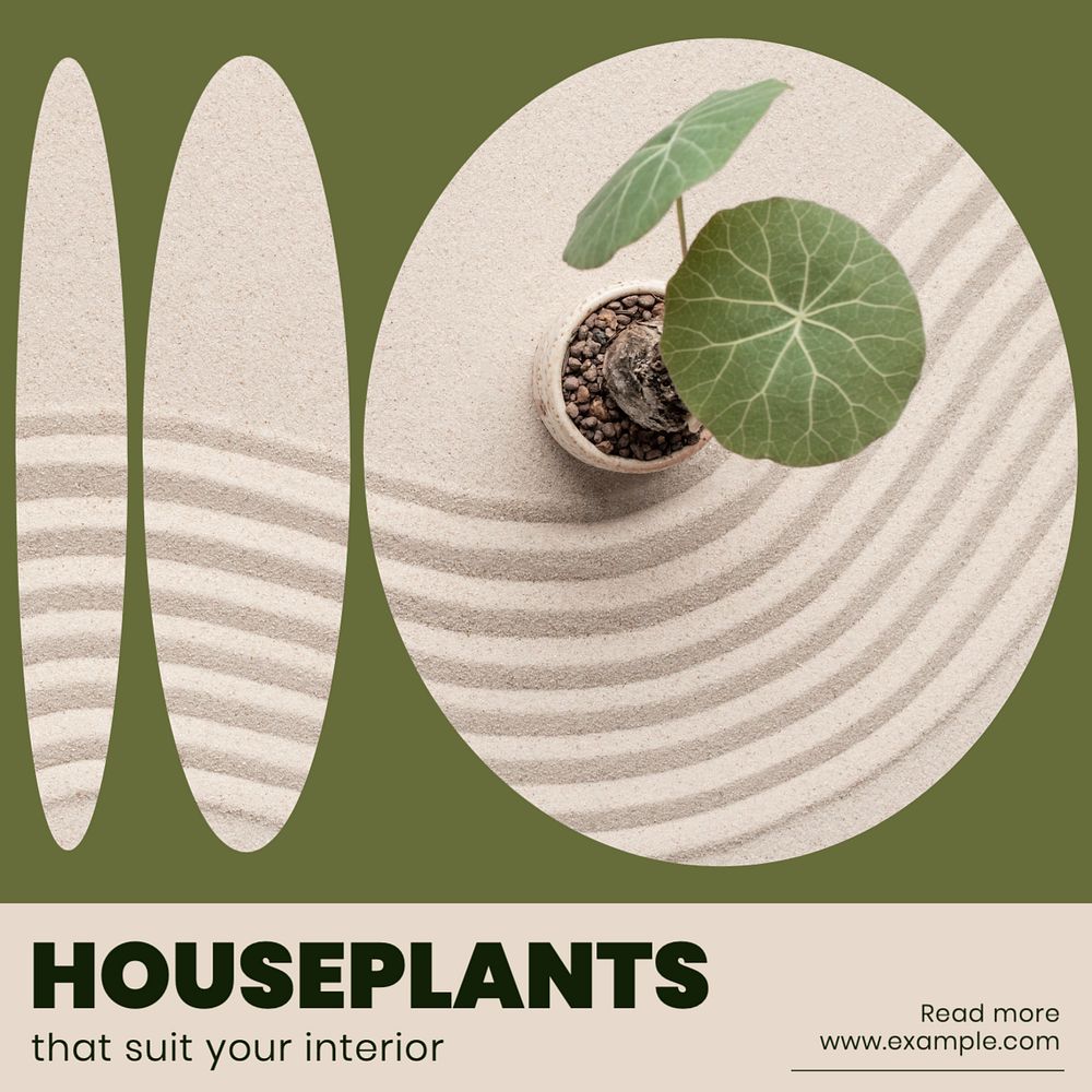 Houseplant Instagram post template, editable text