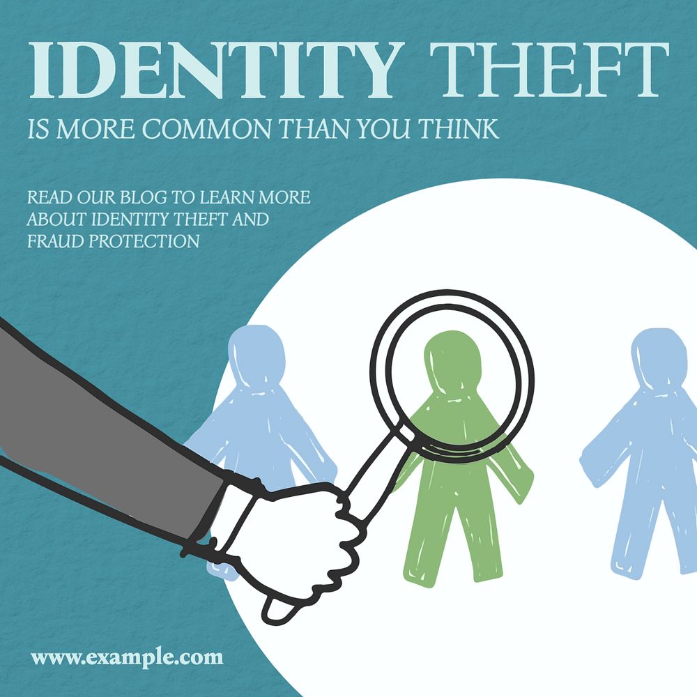 Identity theft Instagram post template, editable text