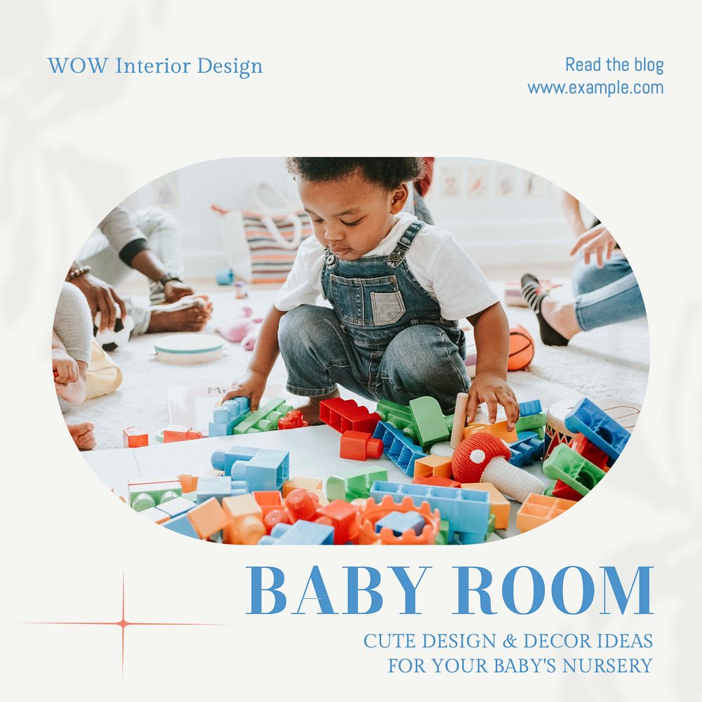 Baby room Instagram post template, editable text