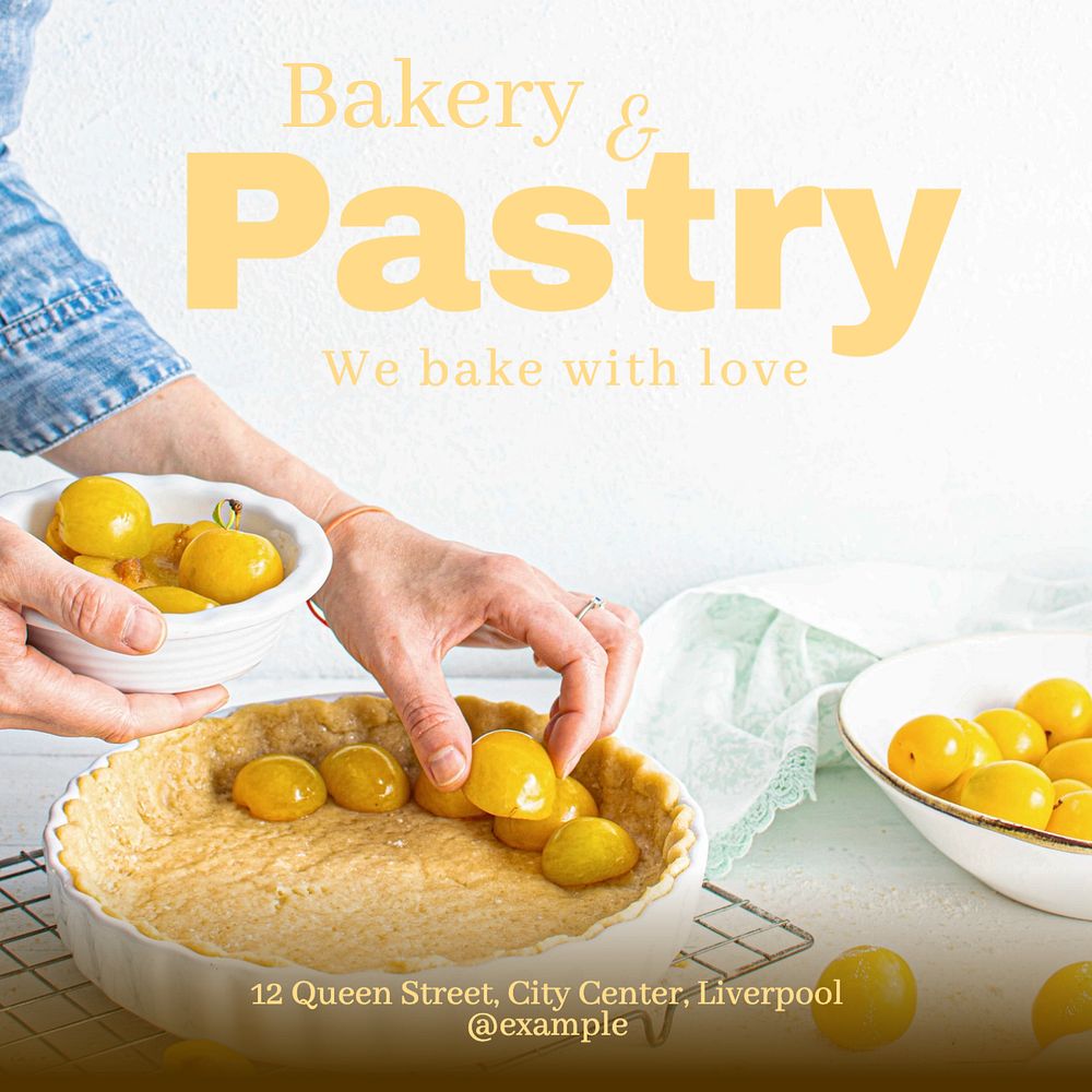 Bakery & pastry Instagram post template, editable text