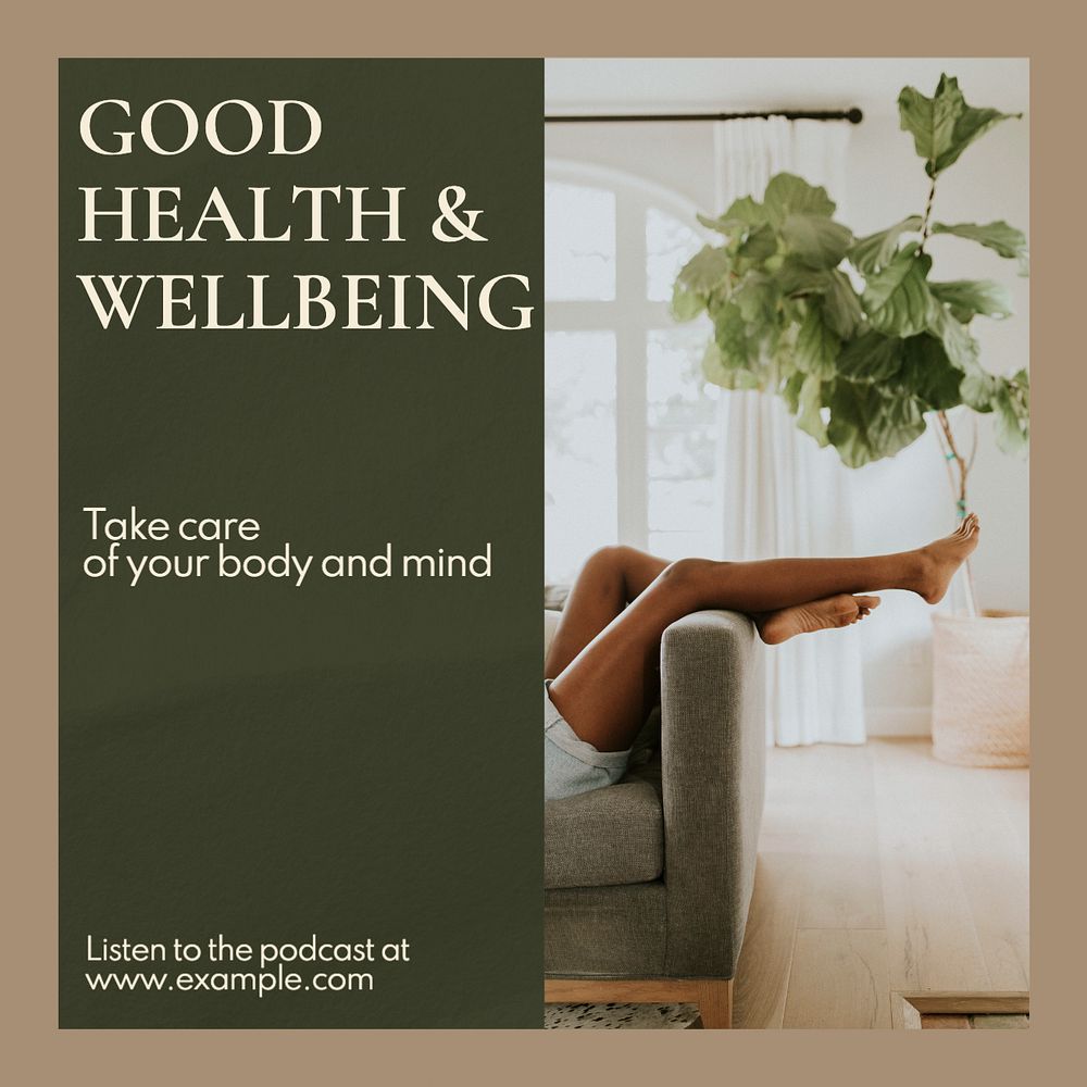 Health & wellbeing Instagram post template, editable text