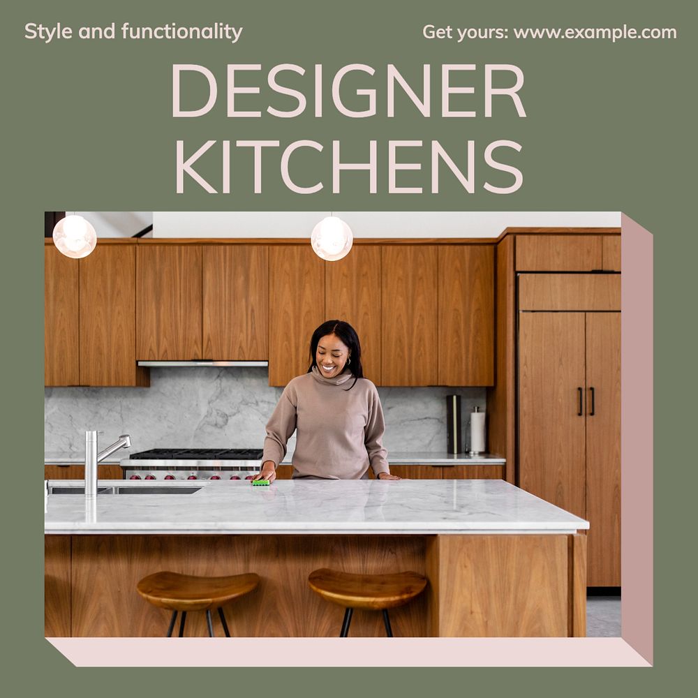 Kitchen design Instagram post template, editable text