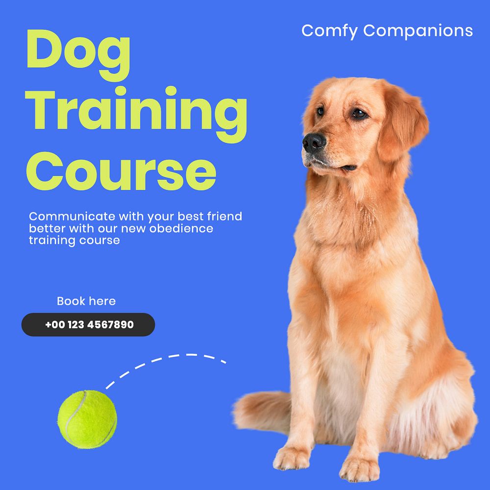 Dog training Instagram post template, editable text