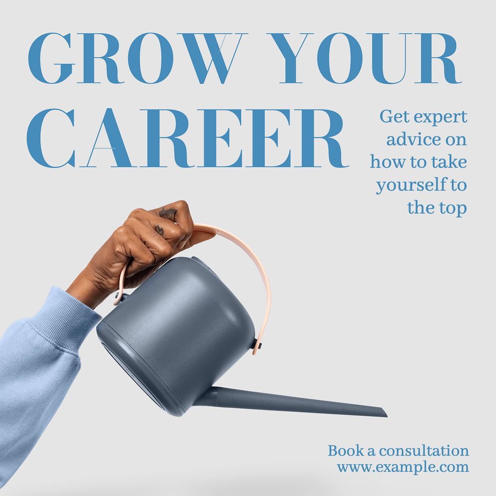 Grow your career Instagram post template, editable text