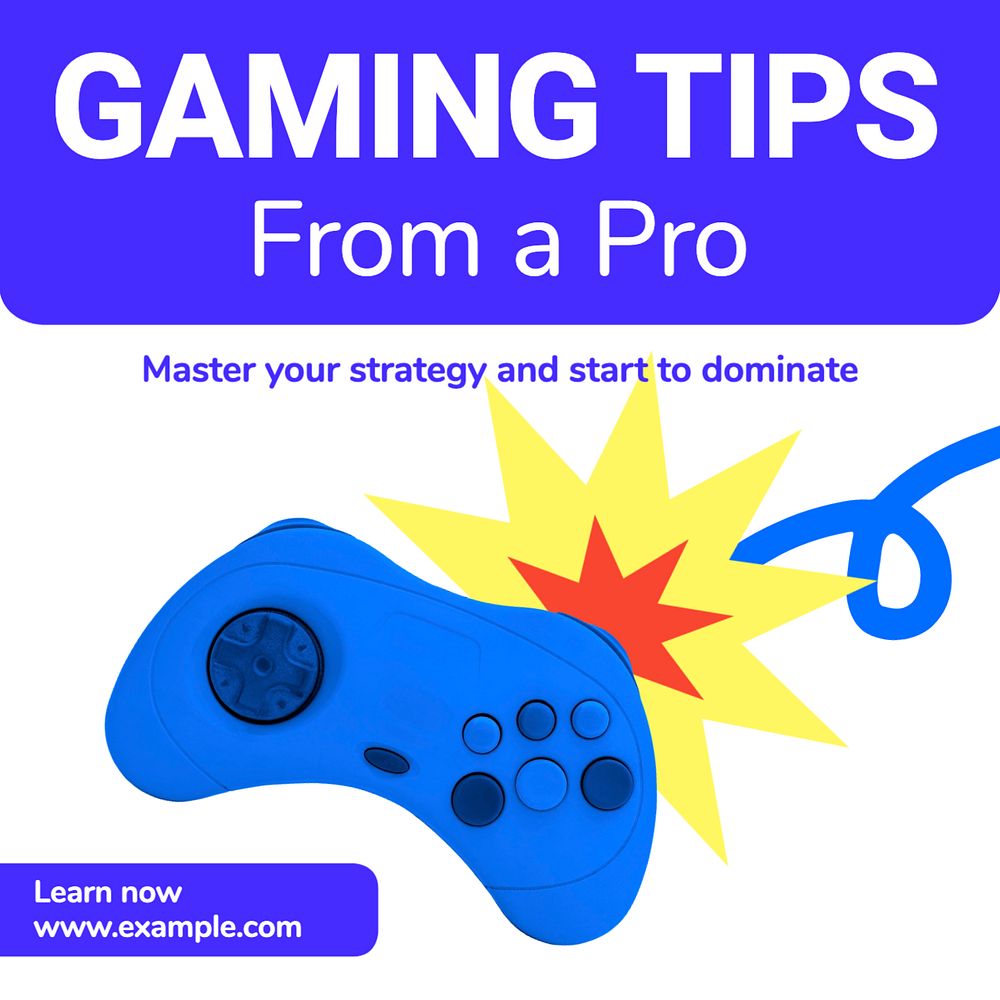 Gaming tips Instagram post template, editable text