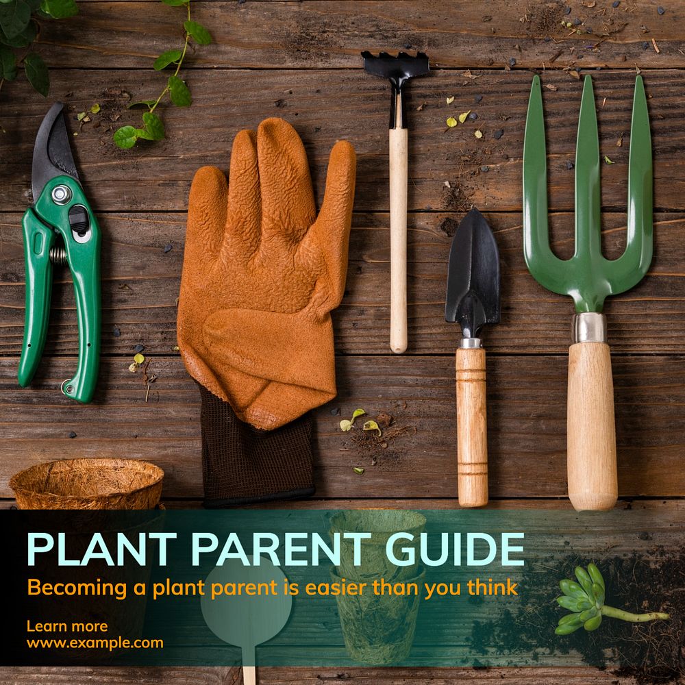 Plant parent guide Instagram post template, editable text