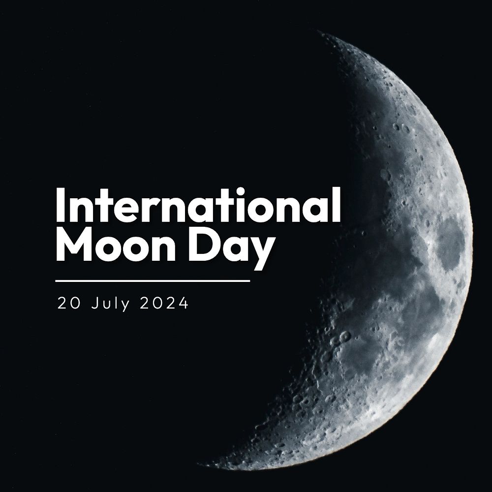 Moon day Instagram post template, editable text