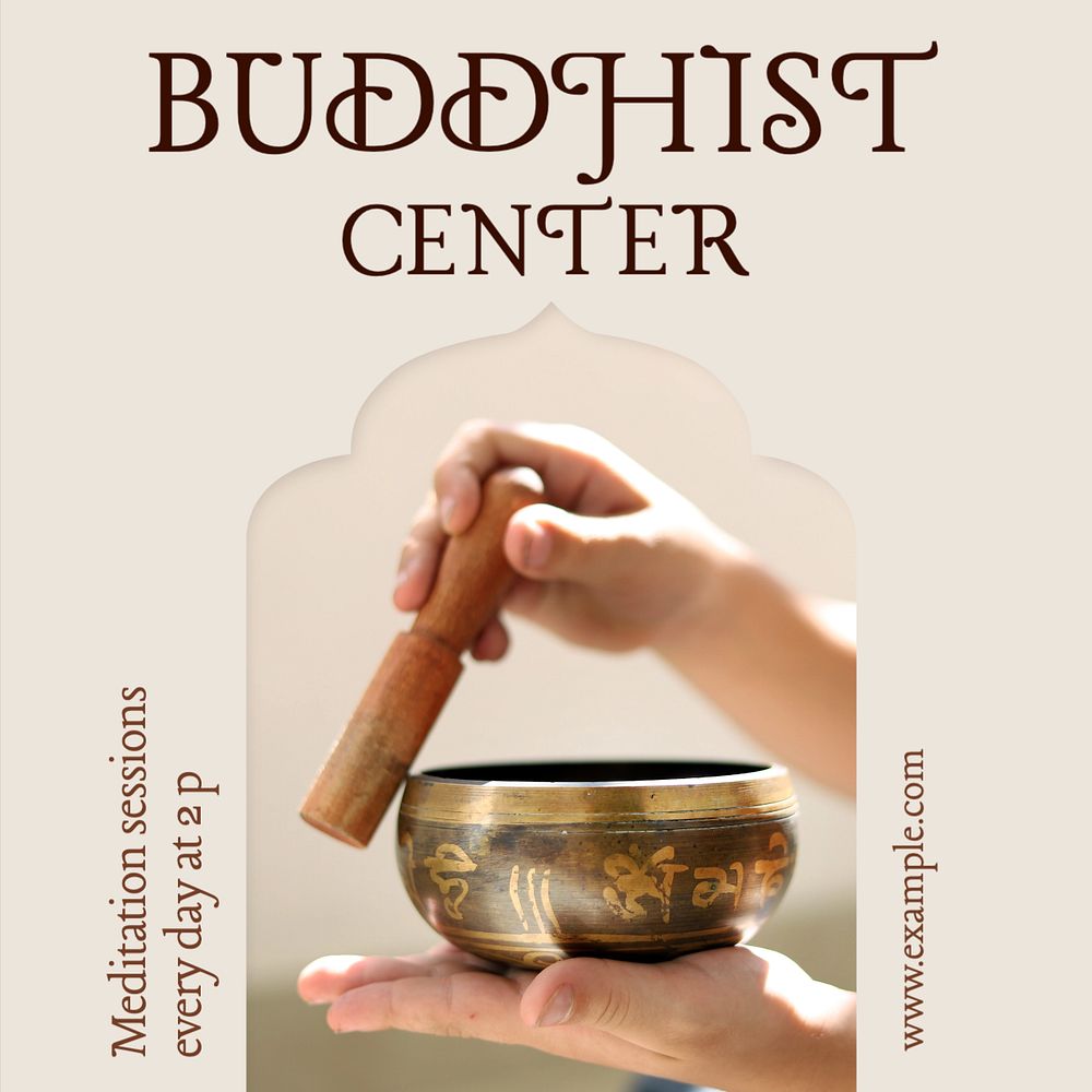 Buddhist center Instagram post template, editable text