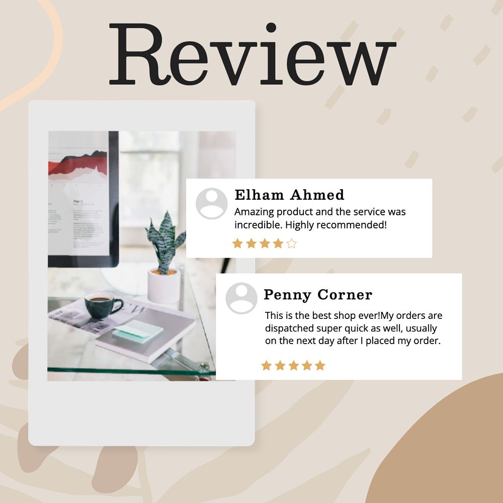 Review Instagram post template, editable text