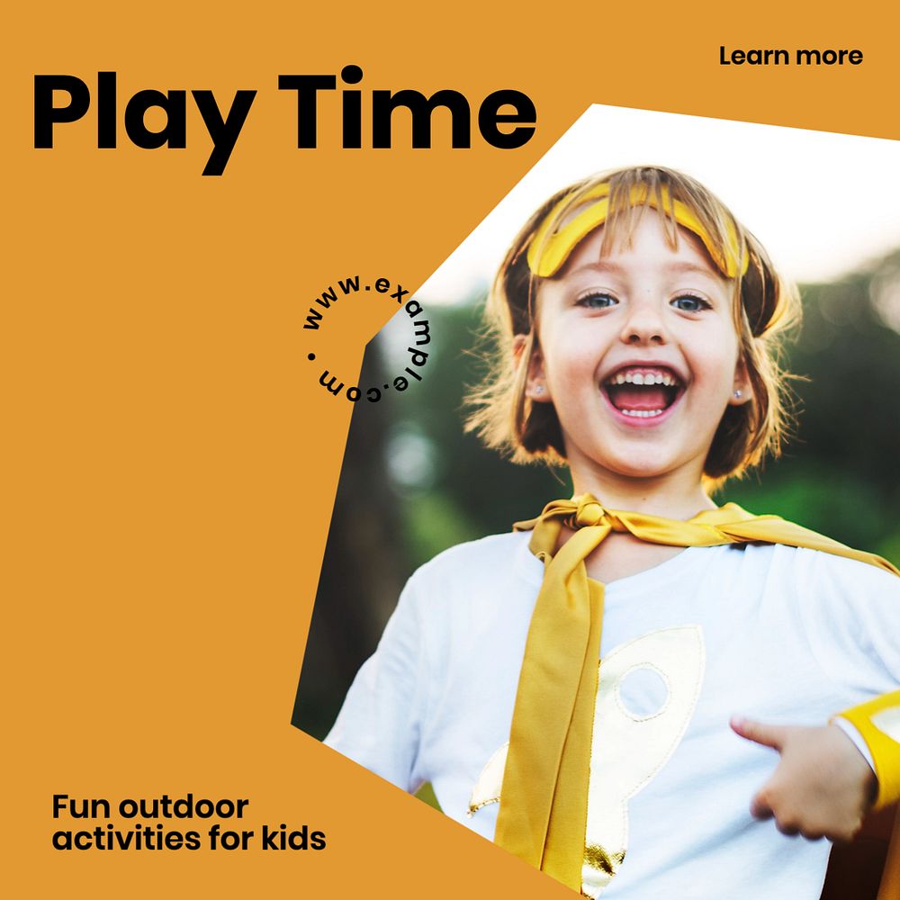 Play time Instagram post template, editable text