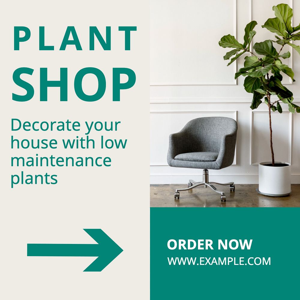 Plant shop Instagram post template, editable text