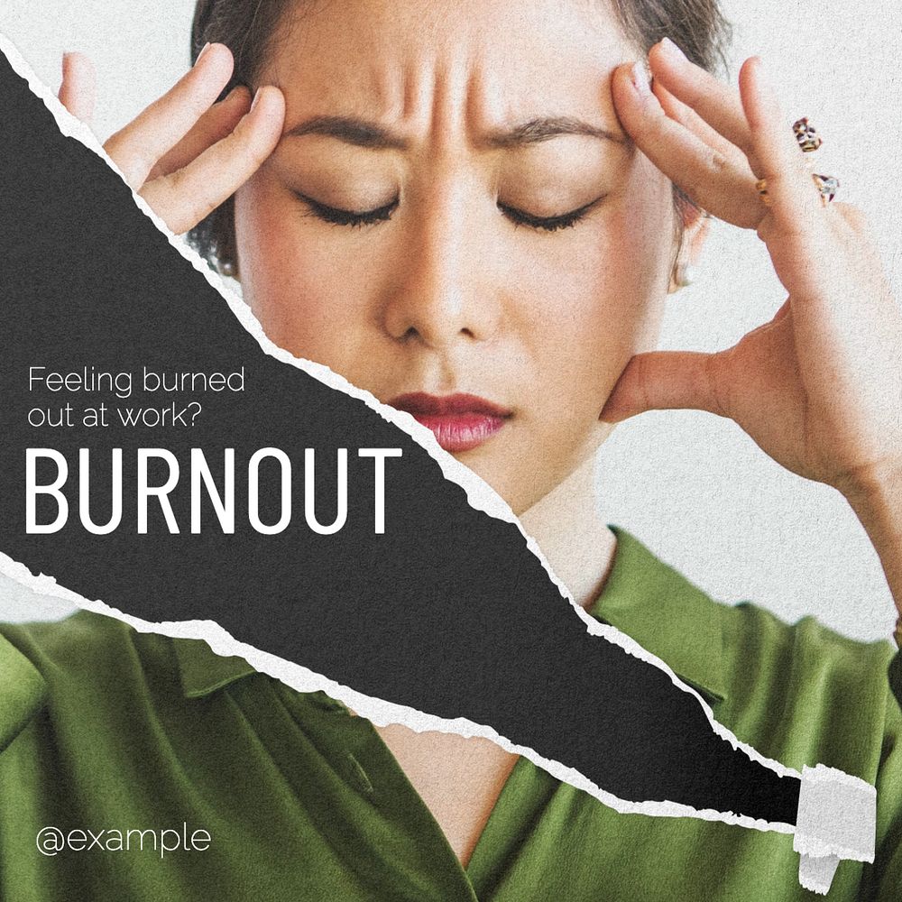 Burnout & stress Instagram post template, editable text