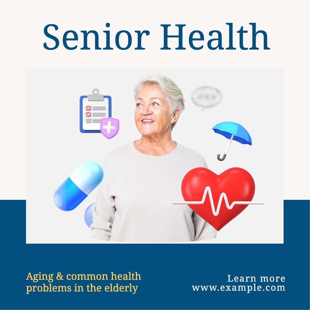 Senior health Instagram post template, editable text