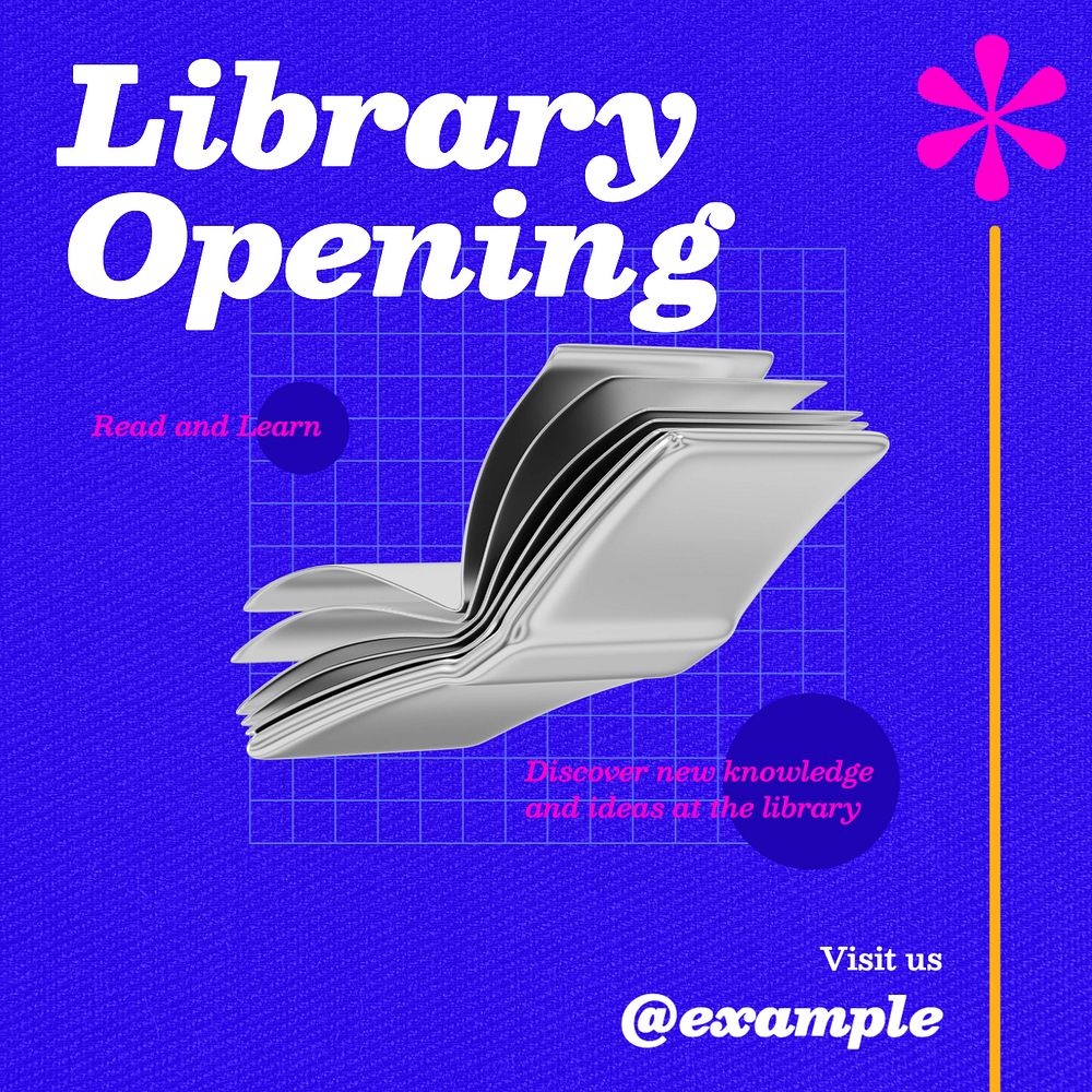 Library open Instagram post template, editable text