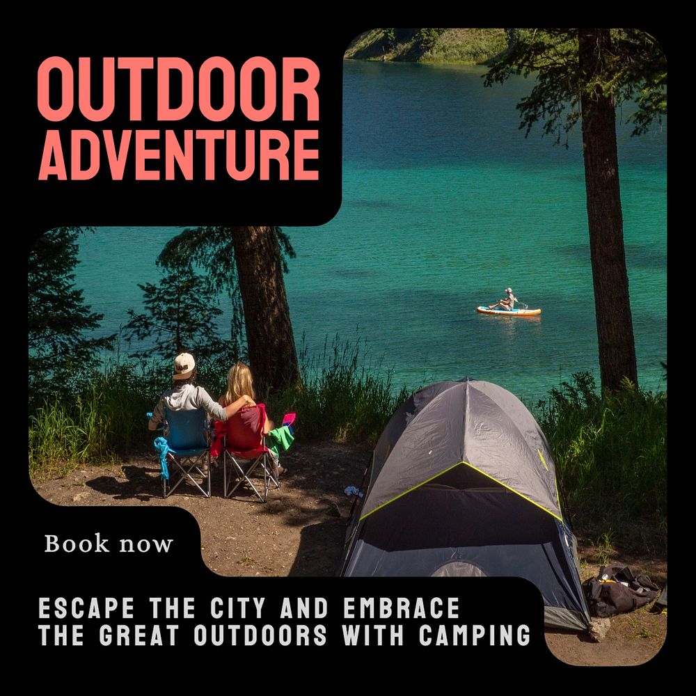 Outdoor adventure Instagram post template, editable text