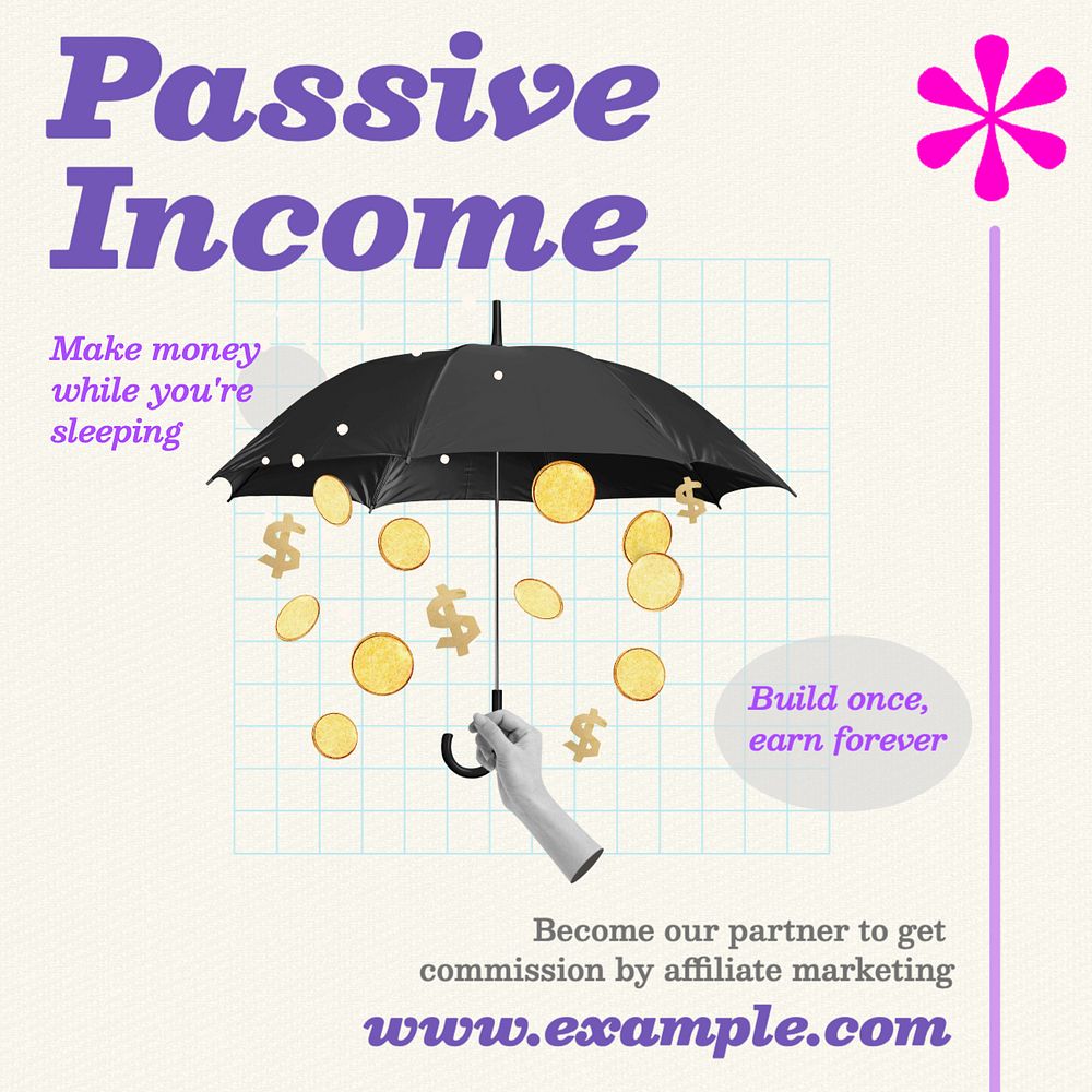 Passive income Instagram post template, editable text