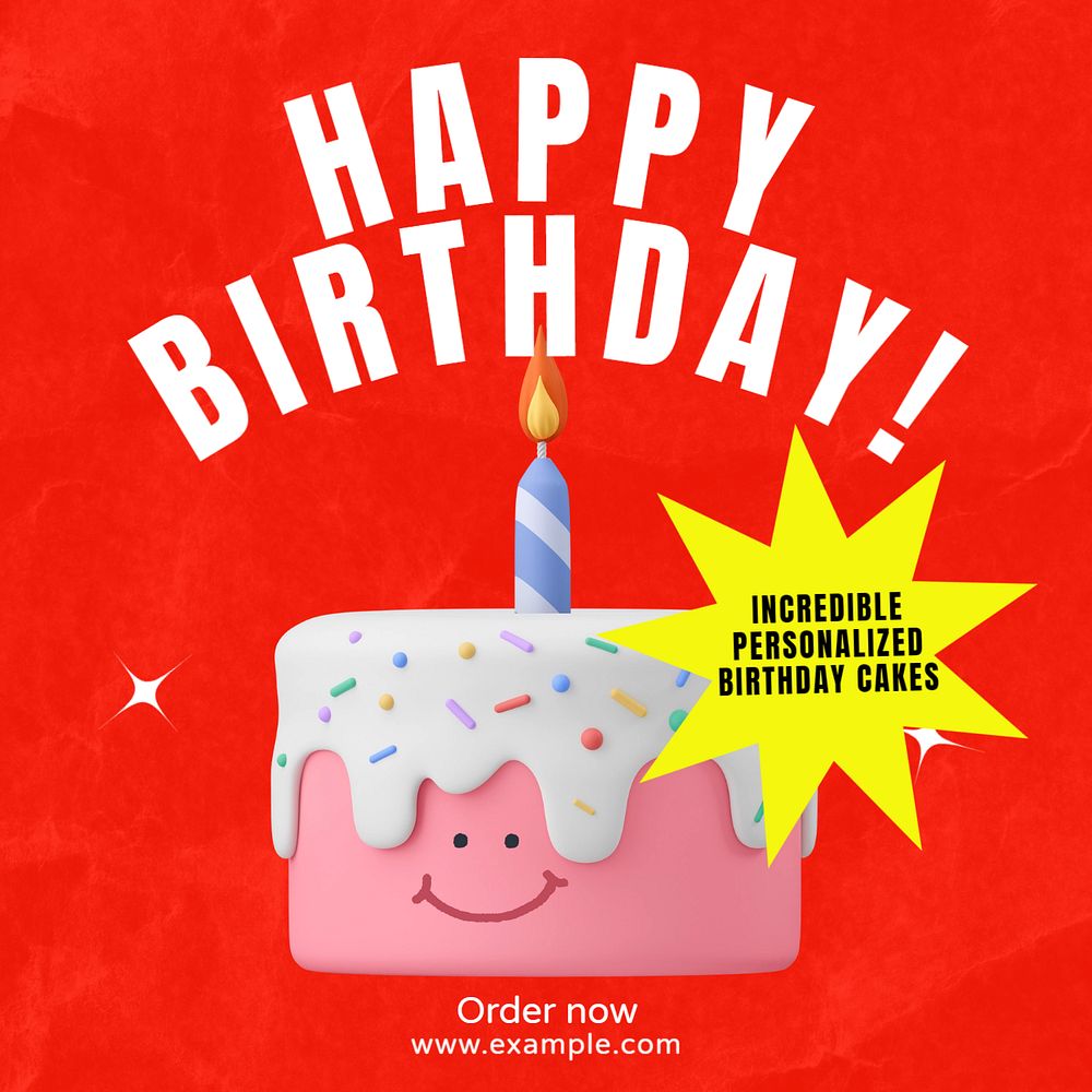 Happy birthday Instagram post template, editable text