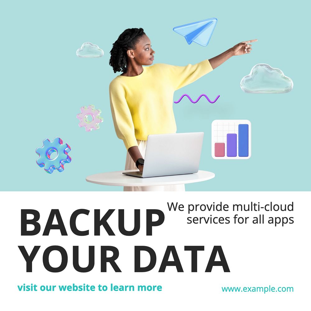 Backup your data Instagram post template, editable text