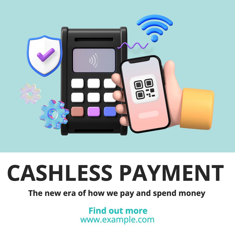 Cashless payment Instagram post template, editable text