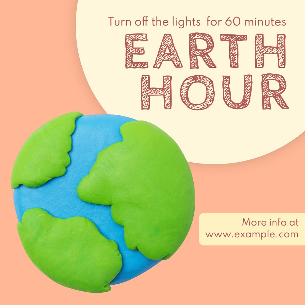 Earth hour Instagram post template, editable text