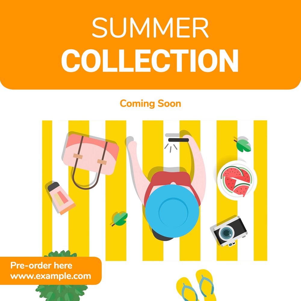 Summer collection Instagram post template, editable text