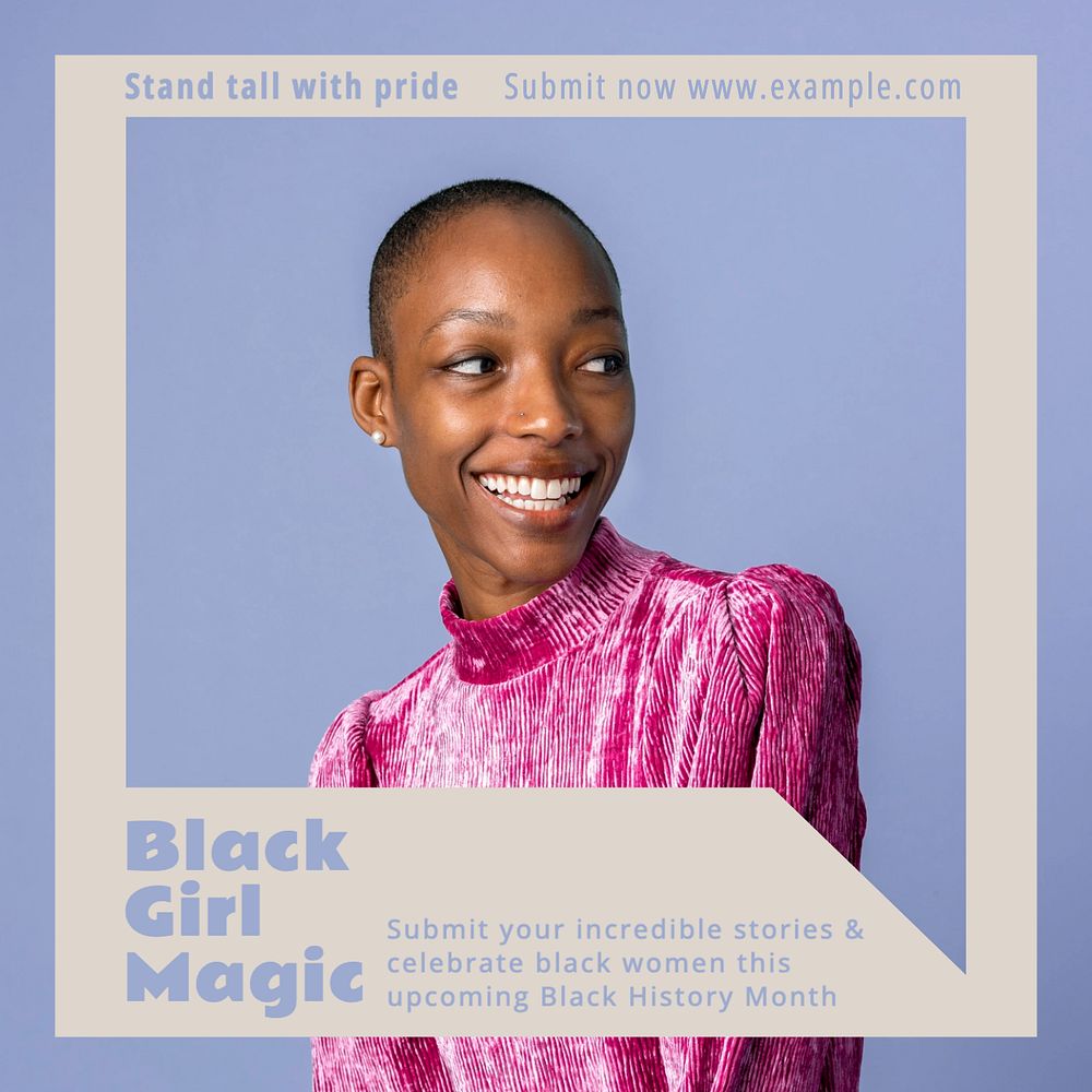 Black girl magic Instagram post template, editable text