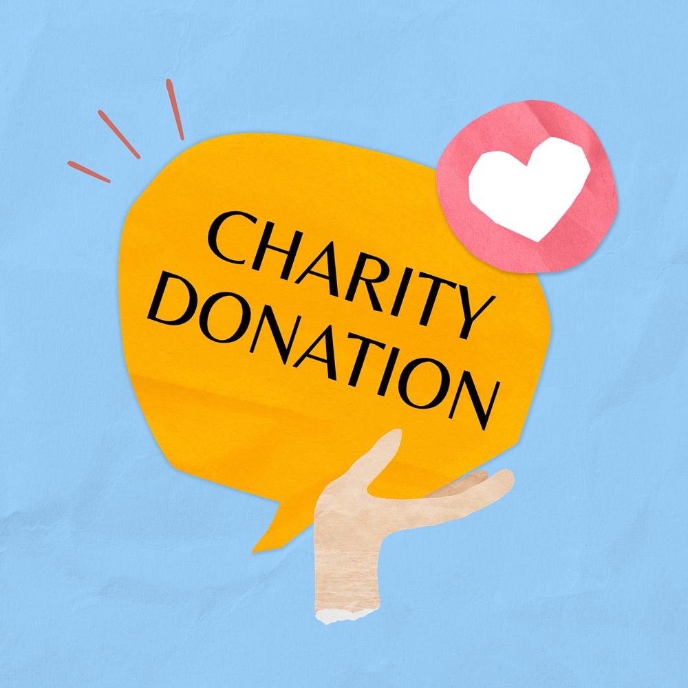 Charity donation word, speech bubble paper craft, editable design