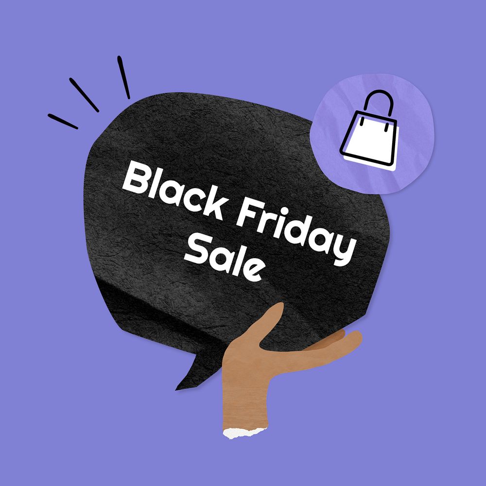 Black Friday sale word, speech bubble paper craft, editable design