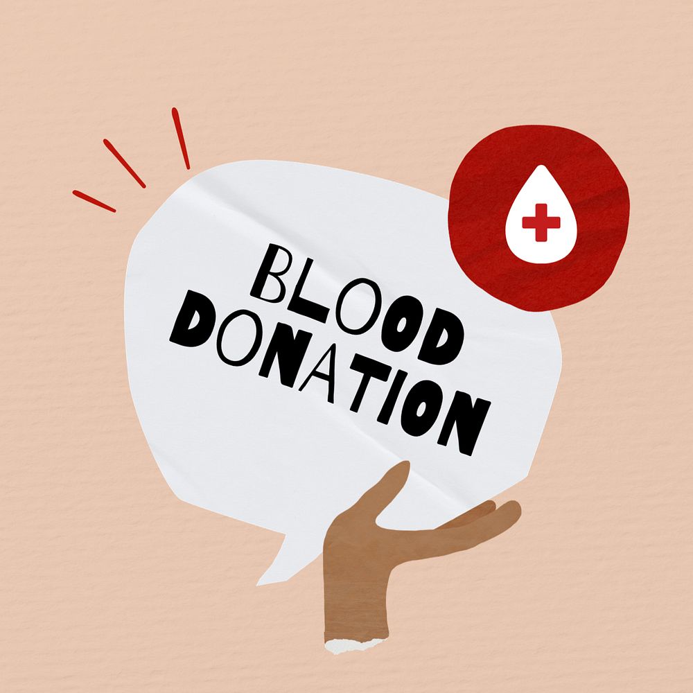 Blood donation word, speech bubble paper craft, editable design