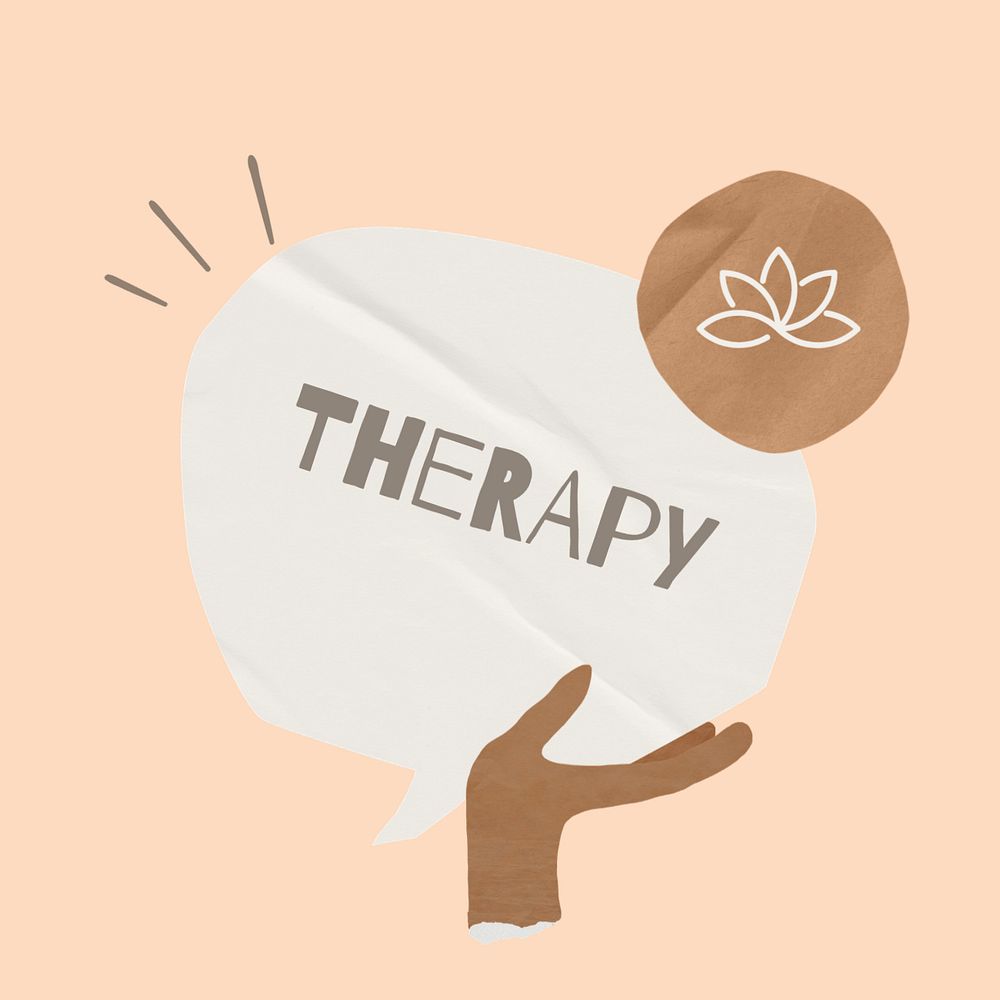 Therapy word, speech bubble paper craft, editable design