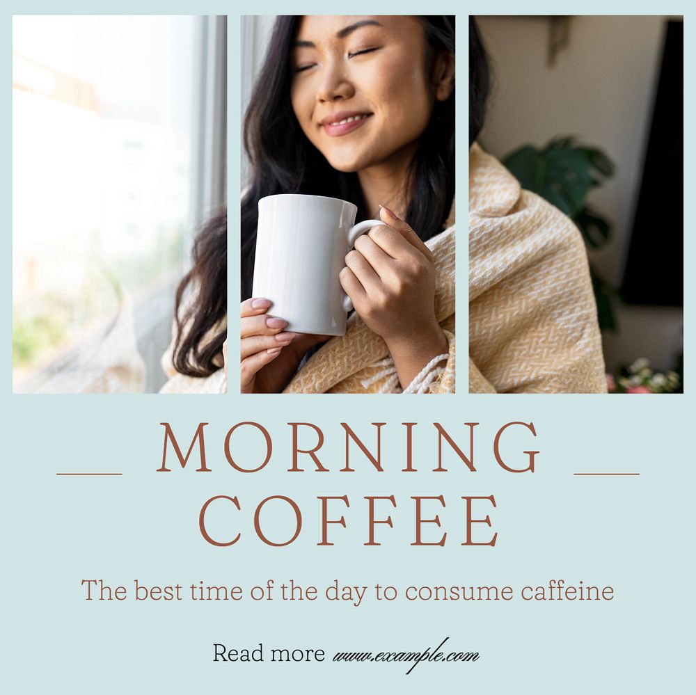 Morning coffee Instagram post template, editable text