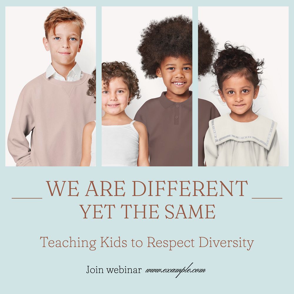 Diversity for kids Instagram post template, editable text