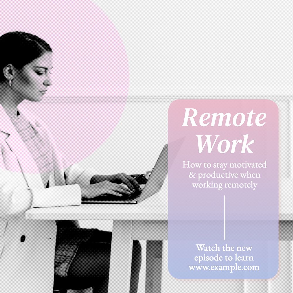 Remote work Instagram post template, editable text