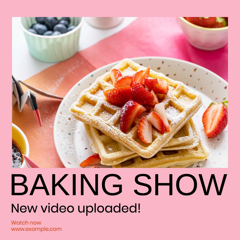 Baking show Instagram post template, editable text