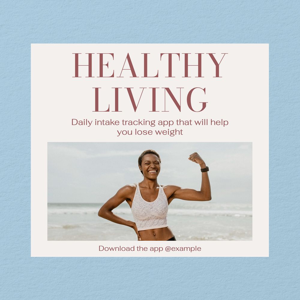 Healthy living Instagram post template, editable text